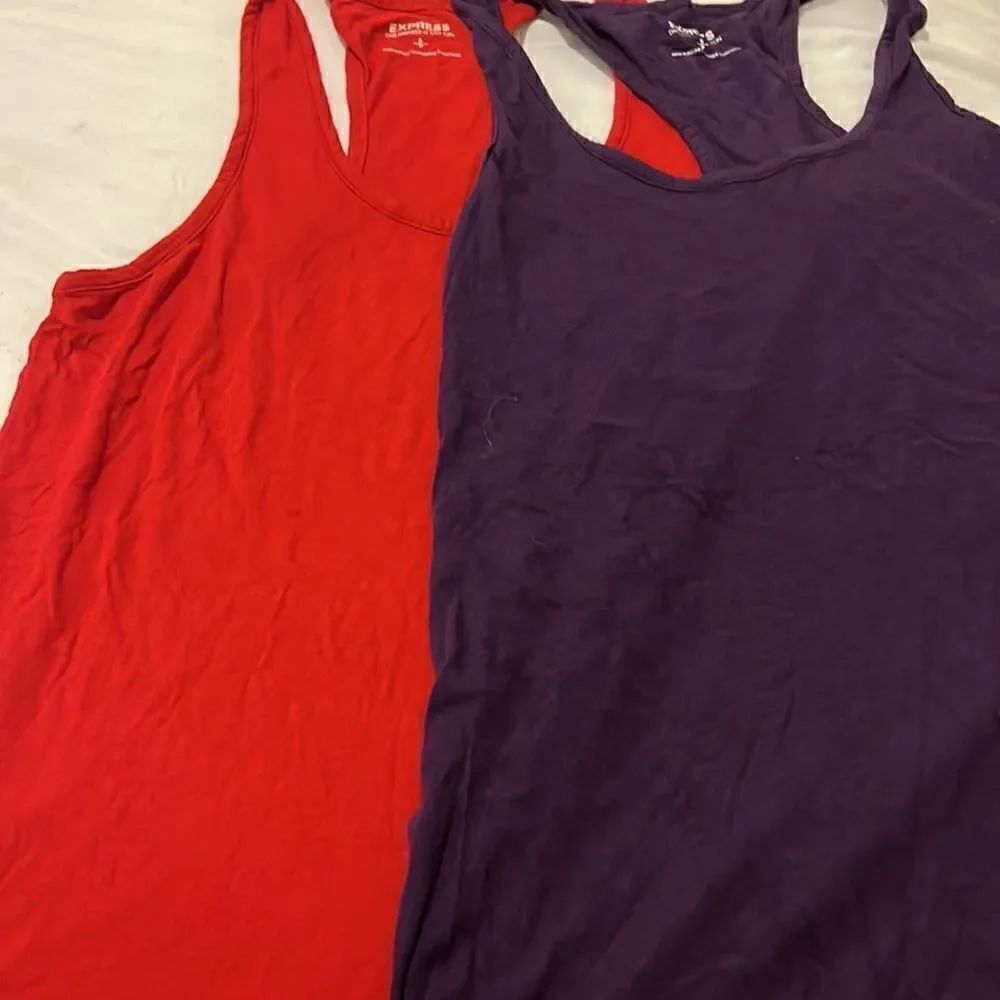 EXPRESS - Super Soft Cotton Tank - Dreamweight Cotton - Red and Purple - 2 Tanks